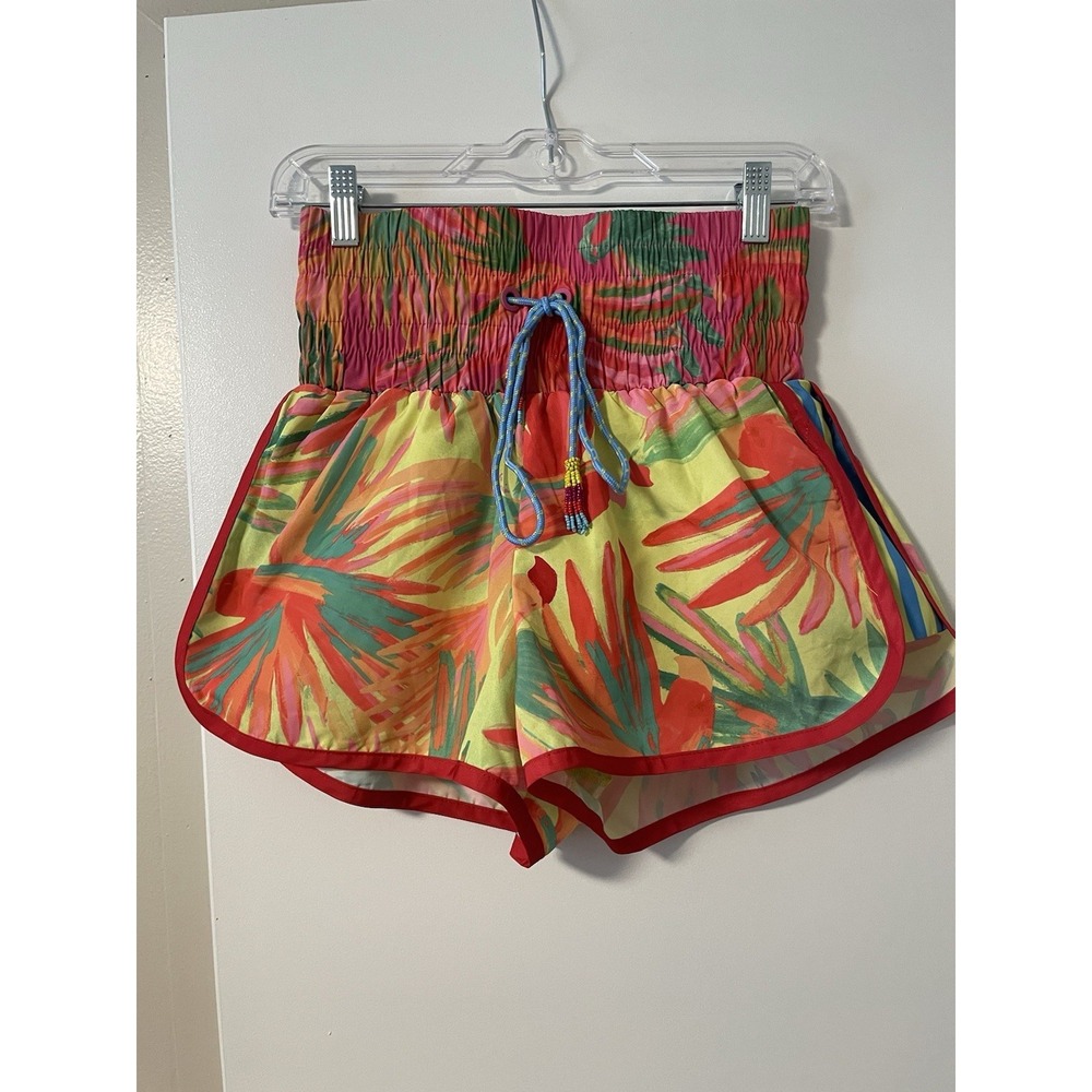 FARM RIO Painted Birds Lime High Waist Shorts Small NWT Tropical Tree